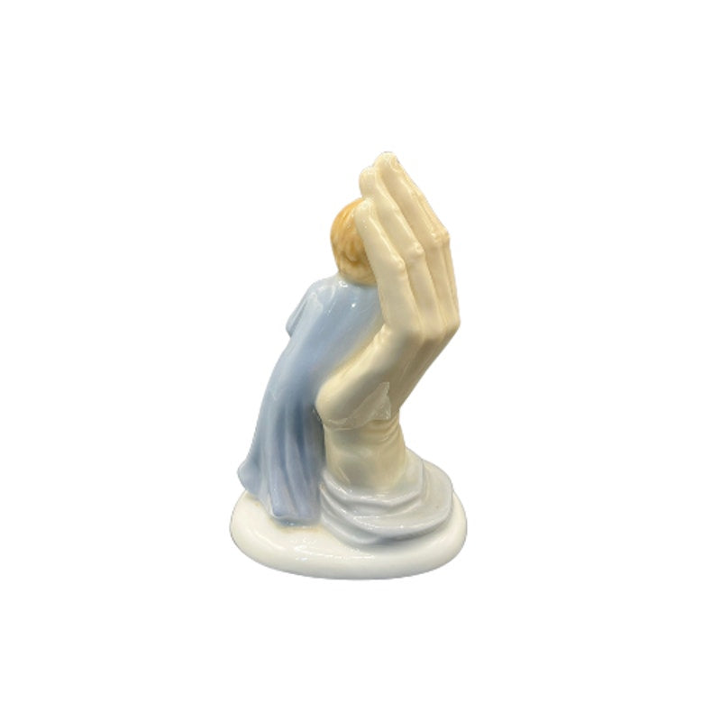 Vintage 1983 Roman Inc. Ceramic Figurine Isaiah 49:13 Boy in Blue Nightgown