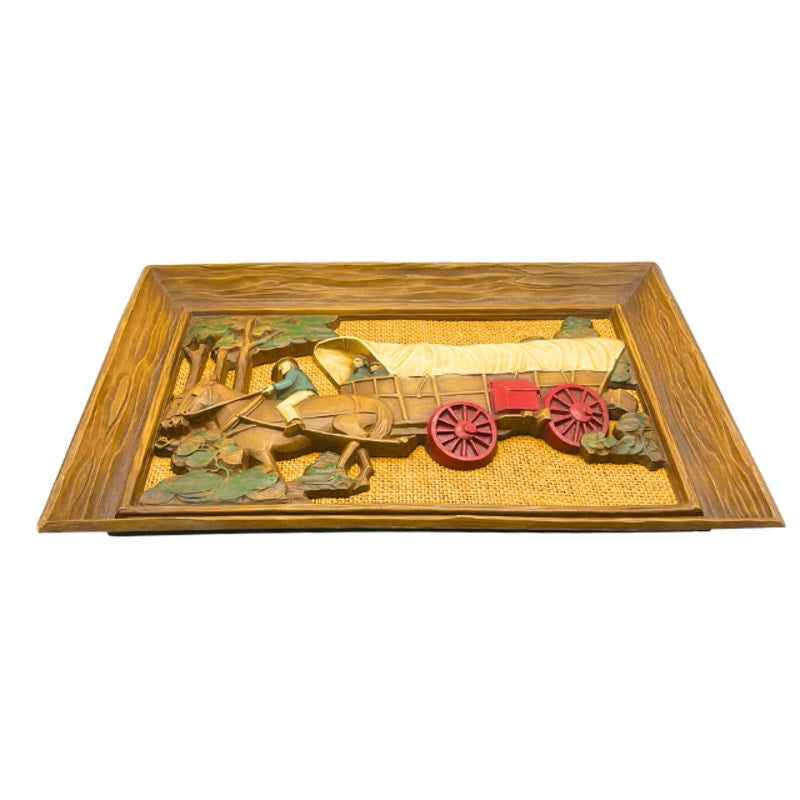 Vintage Syroco 3D Covered Wagon Wall Plaque