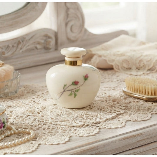 Vintage Lenox Rose Manor Porcelain Perfume Floral Design with Pink Roses 24K Gold Trim.