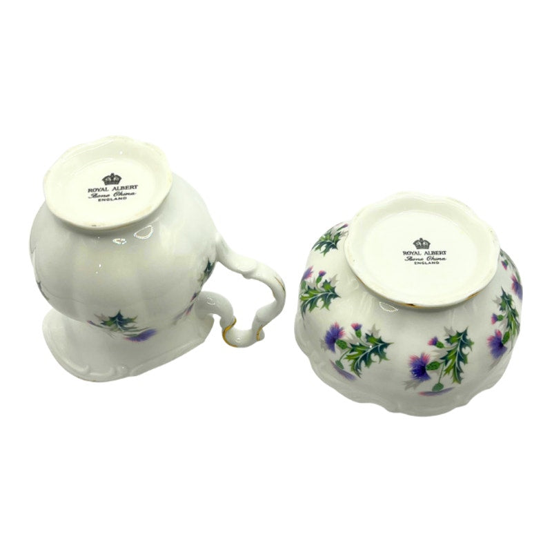 Vintage Royal Albert Brigadoon Bone China Creamer and Sugar Bowl with Gold Trim