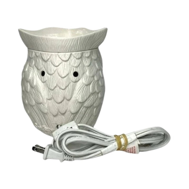 Scentsy Woot Owl Wax Warmer Full Size Matte White 3D Textured Ceramic