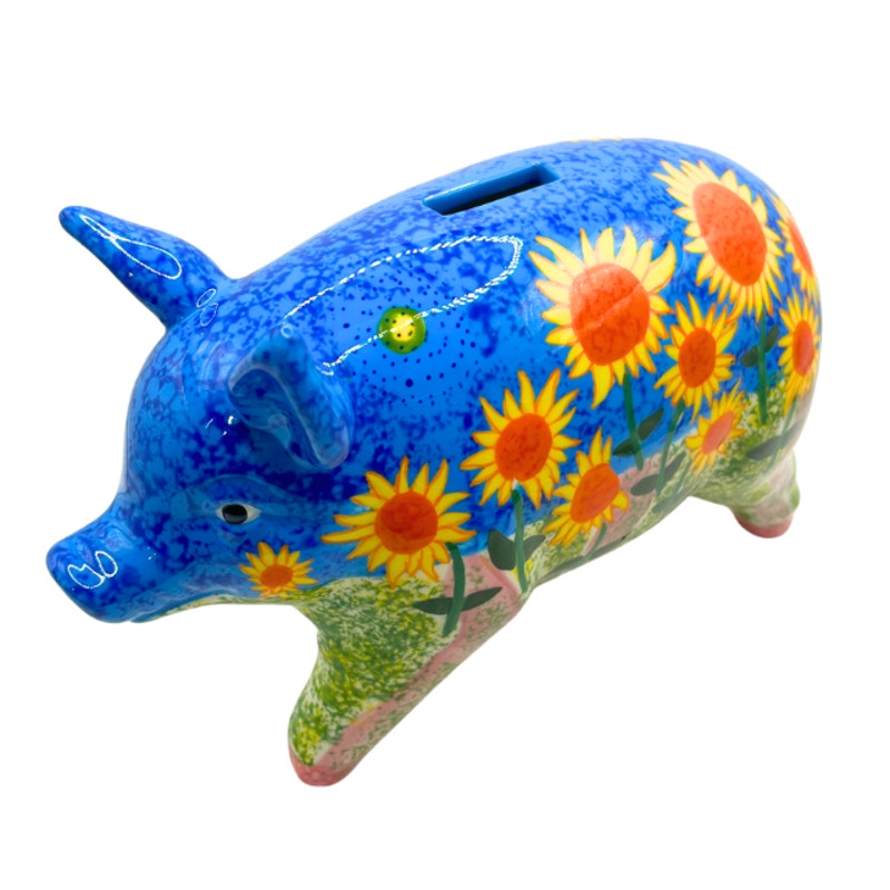 Vintage Van Gogh Sunflowers Floral Inspired Piggy Bank by Big Pigs 2002