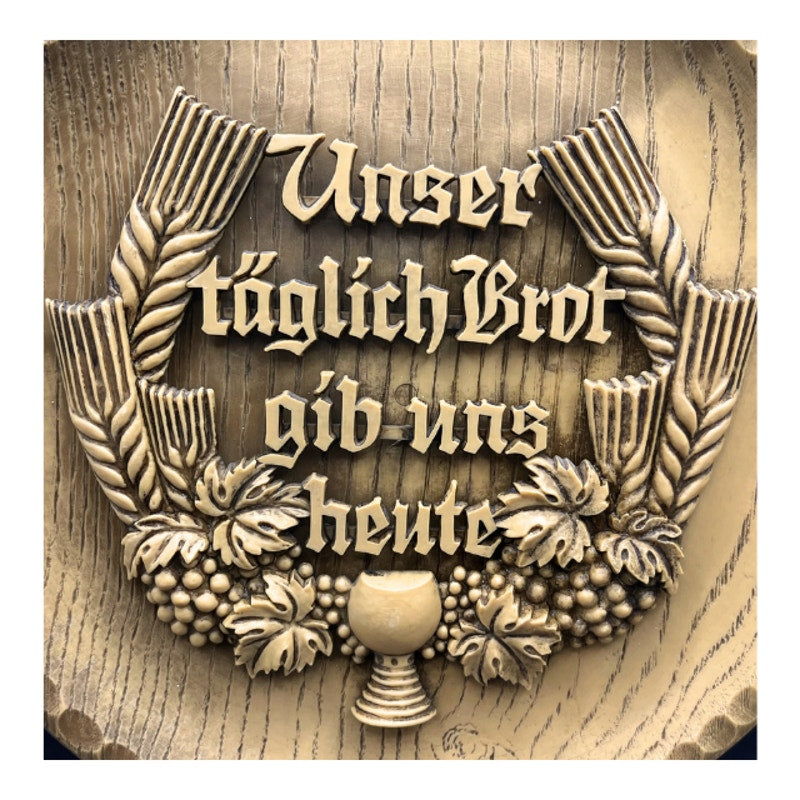 Vintage German Faux Wood Brotteller Bread Plate Wall Plaque Relief Carving