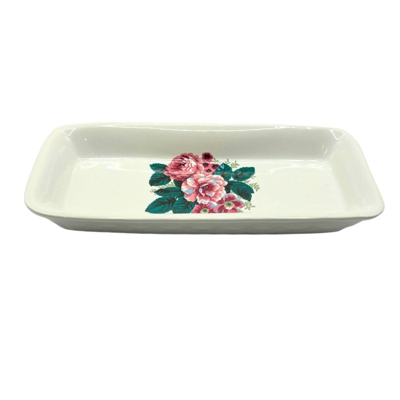 Vintage Waverly Valley Bouquet Ceramic Trinket Tray Vintage Vanity Dish