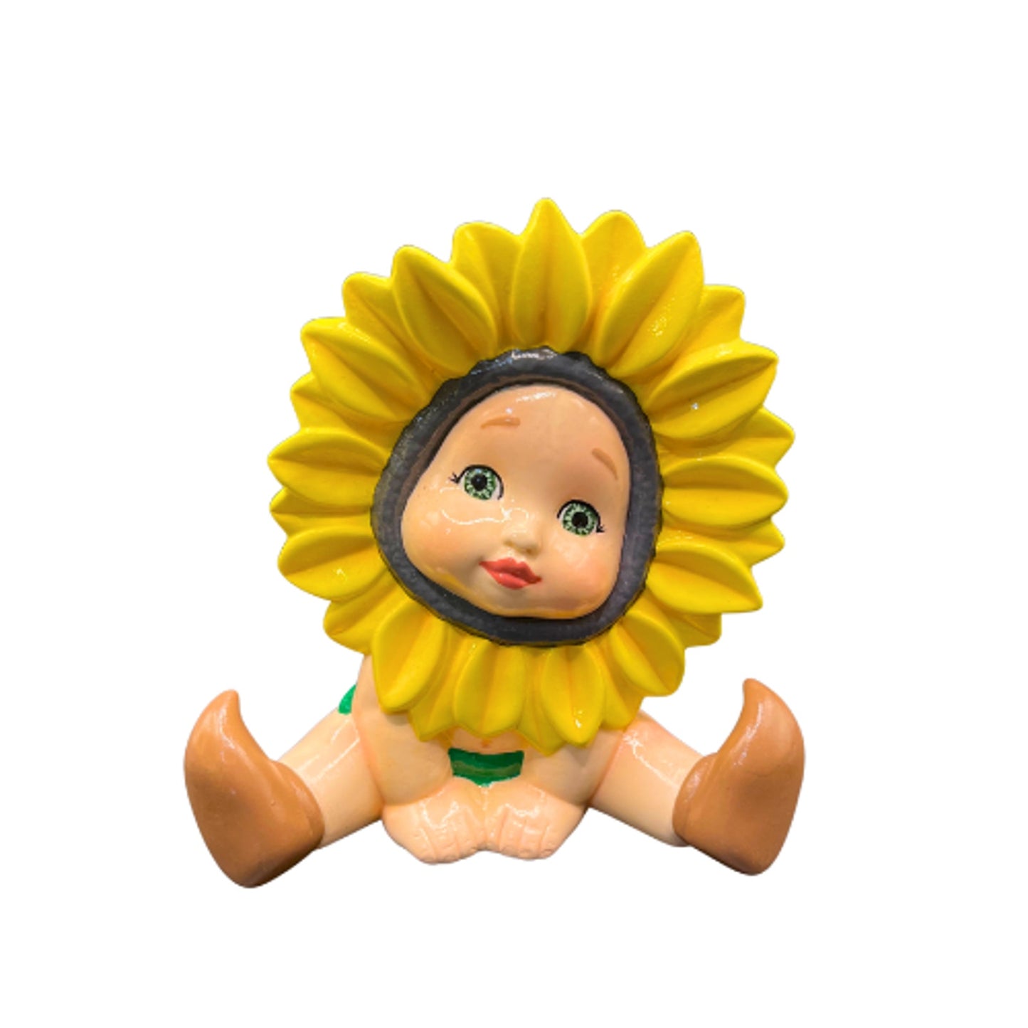 Vintage 1979 Dona's Ceramics Sunflower Babies Figurines Set Hand-Painted