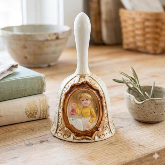 Vintage 1978 Sears Gingham Girl Bell – Pioneer Woman Style Ceramic Decor