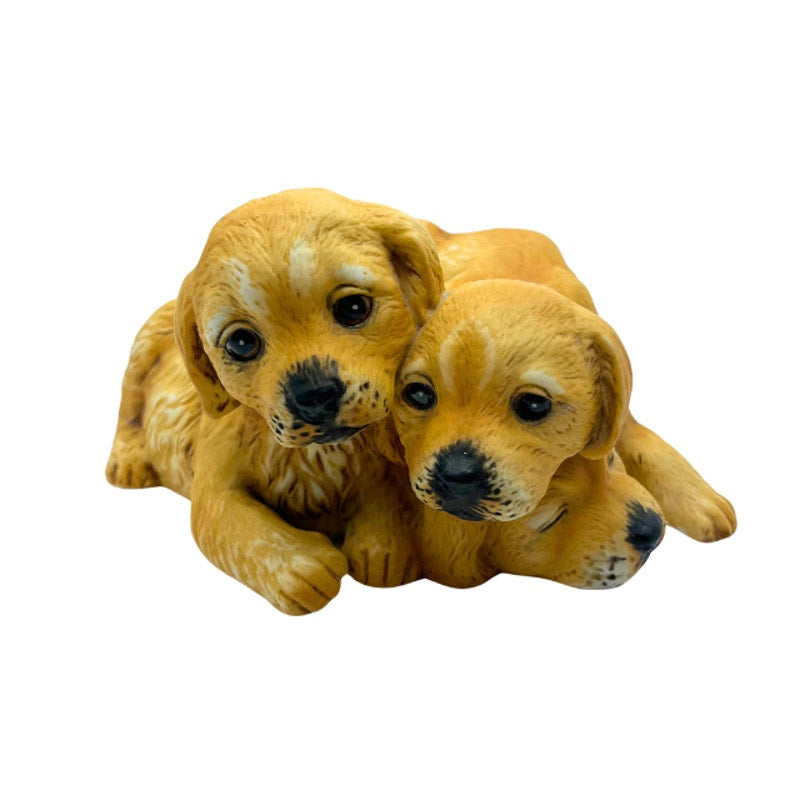 Vintage HOMCO 1987 Masterpiece Porcelain Golden Retriever Puppies Figurine