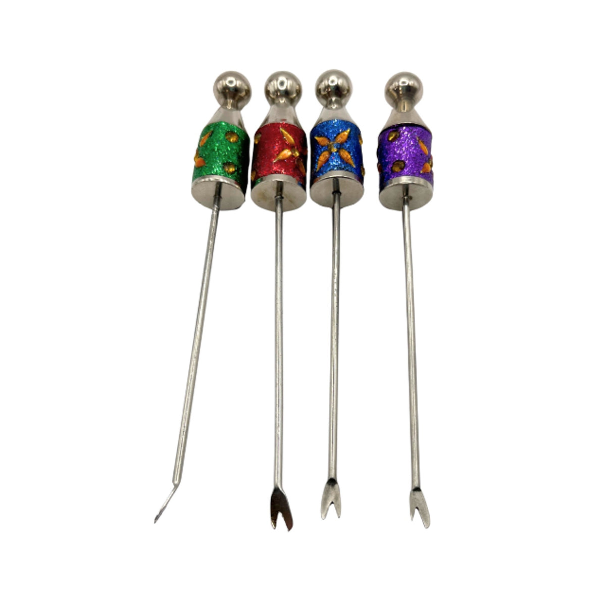PIER 1 Glitter & Rhinestone Hors D' Oeuvre Appetizer Cocktail Picks with Holder