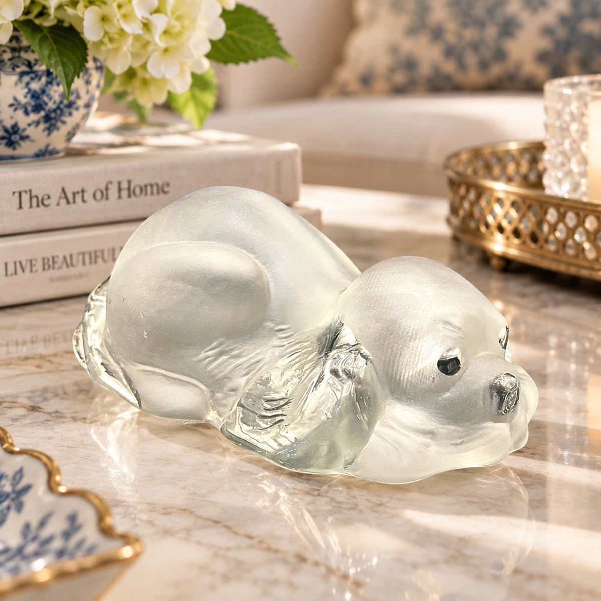 RARE Viking Glass Cocker Spaniel Frosted Satin Crystal Puppy Paperweight