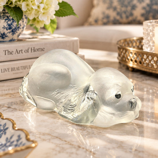 RARE Viking Glass Cocker Spaniel Frosted Satin Crystal Puppy Paperweight