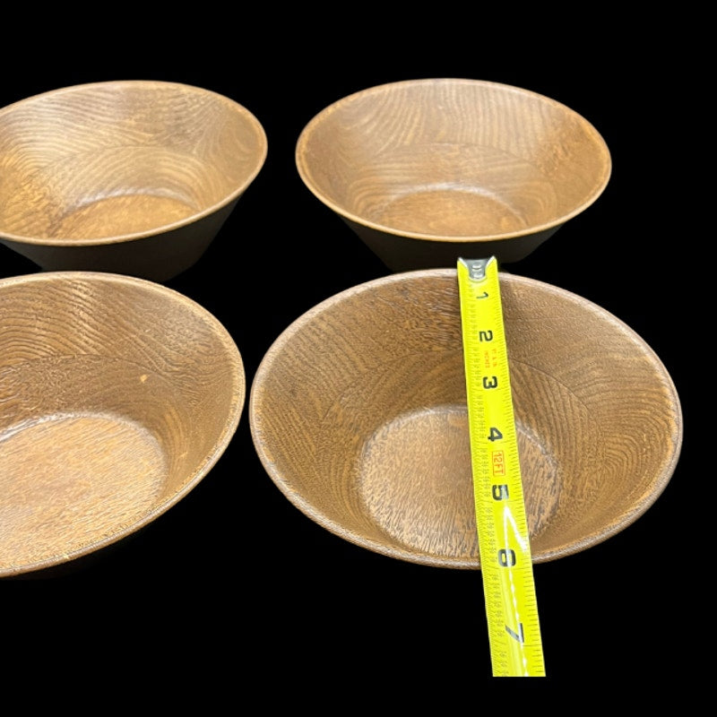 Vintage Thermo Serv Faux Wood Grain Plastic Salad Bowls Set of 4 1970s