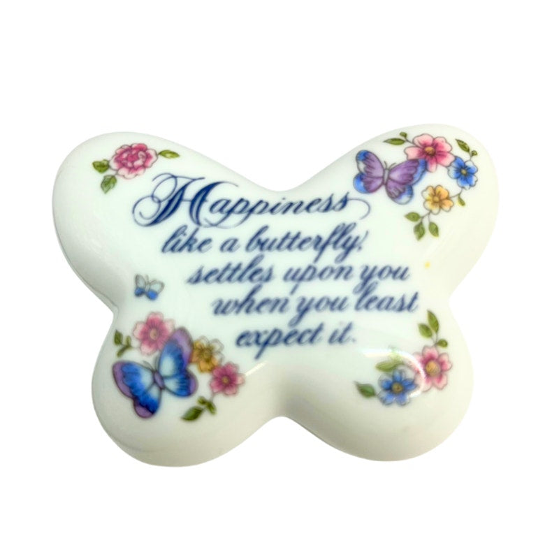 Vintage 1974 Avon Butterfly Fantasy White Porcelain Trinket Box