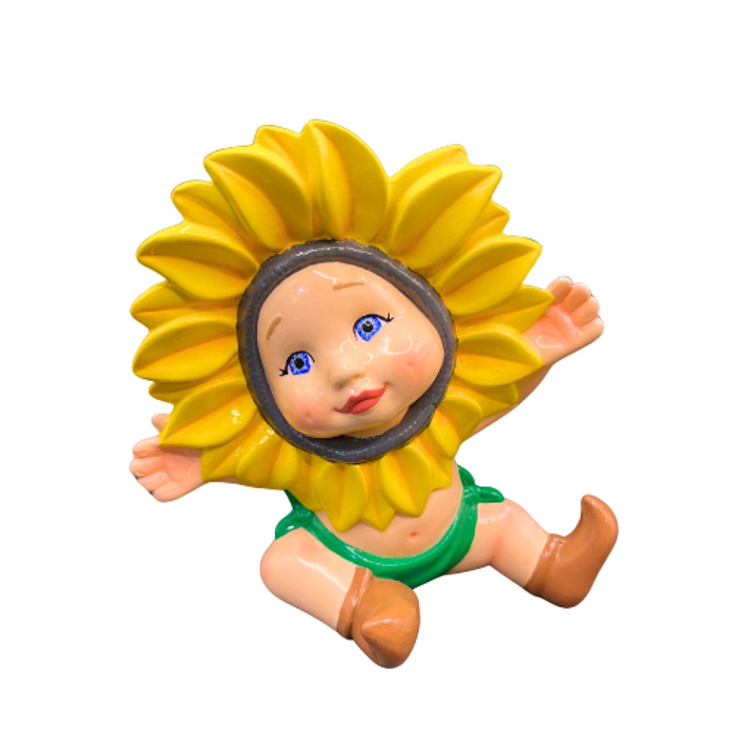 Vintage 1979 Dona's Ceramics Sunflower Babies Figurines Set Hand-Painted