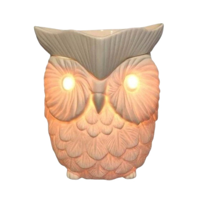 Scentsy Woot Owl Wax Warmer Full Size Matte White 3D Textured Ceramic