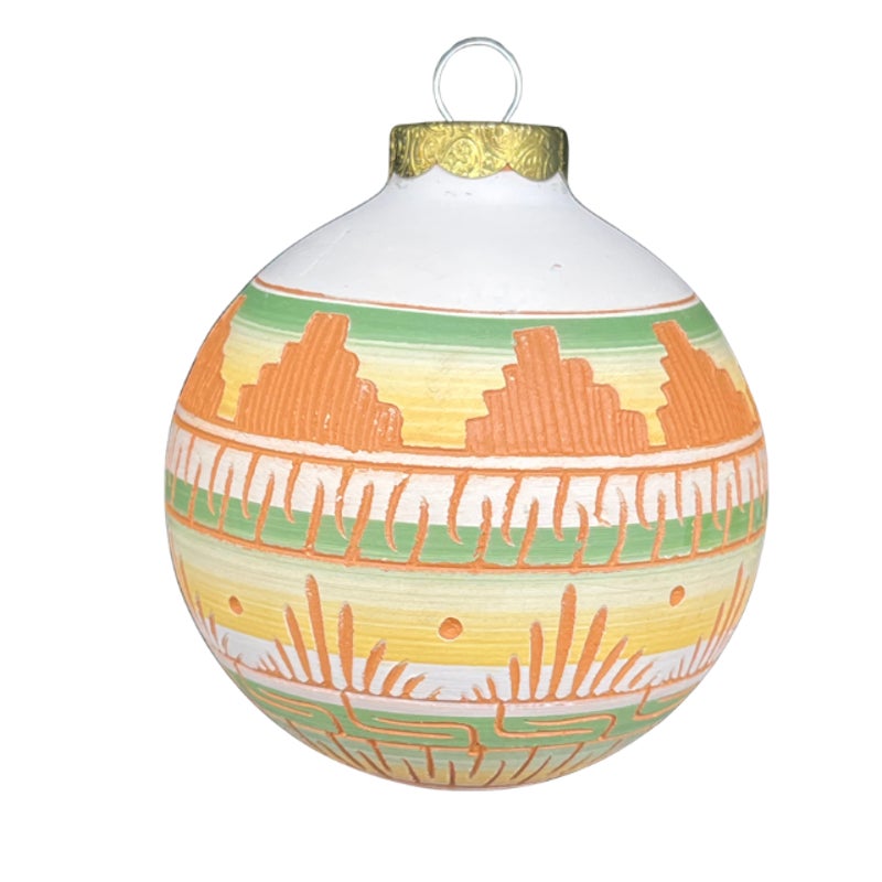 Navajo Pottery Christmas Ornament Sgraffito Etched Signed M. Grey Native Art
