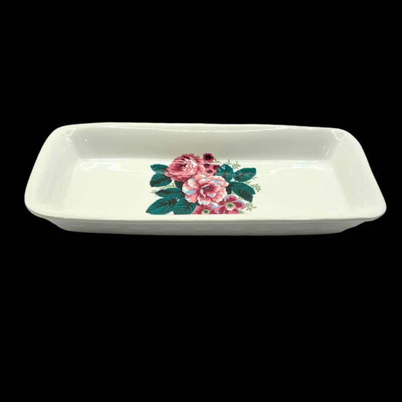 Vintage Waverly Valley Bouquet Ceramic Trinket Tray Vintage Vanity Dish