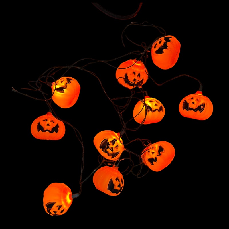 Vintage Halloween Blow Mold Jack O Lantern Light Set 10 Lights