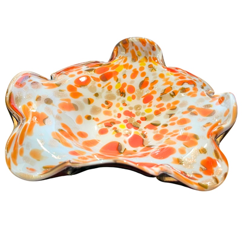 Vintage Murano Art Glass Confetti Bowl Aventurine Mid Century Modern