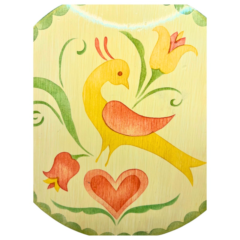 Vintage Pennsylvania Dutch Folk Art Hex Sign Distelfink Bird Wooden Wall Art