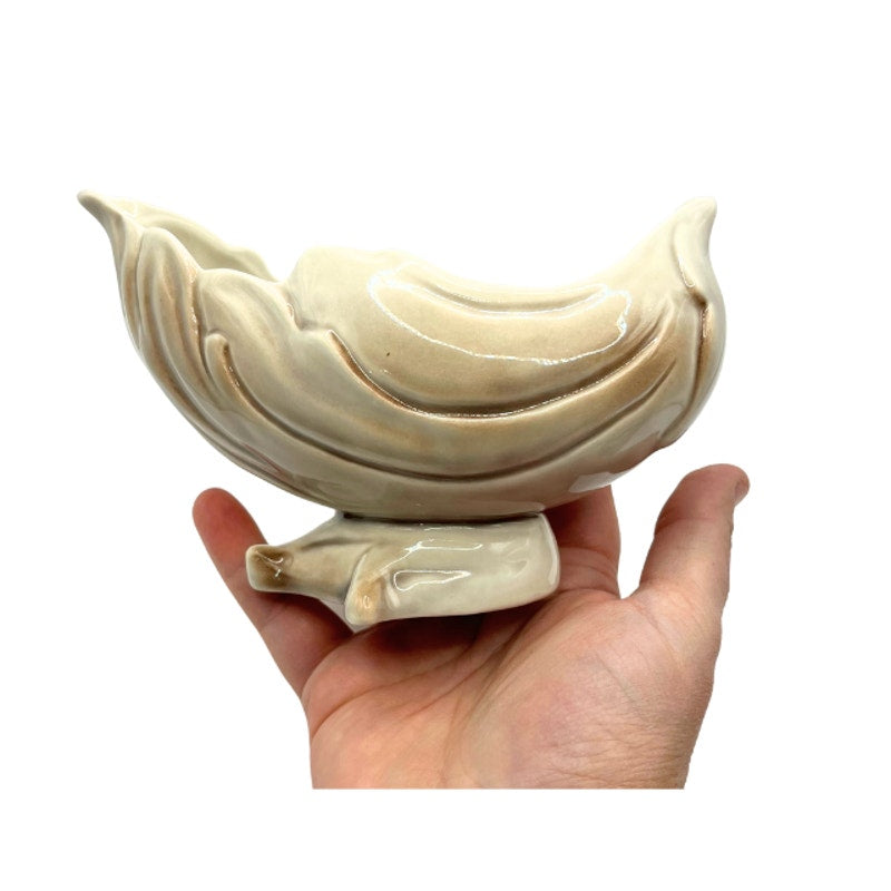 Roselane Pottery Vintage Mid Century Ceramic Leaf Planter Footed Bowl