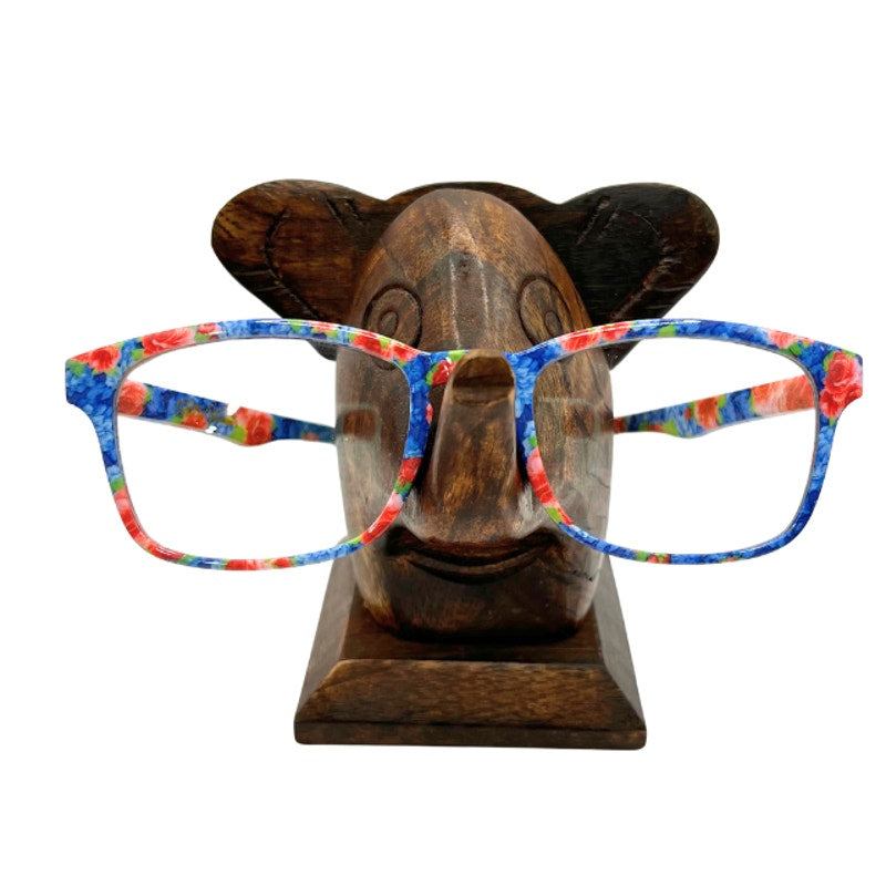 Wooden Elephant Eyeglass Holder Spectacle Stand Hand Carved