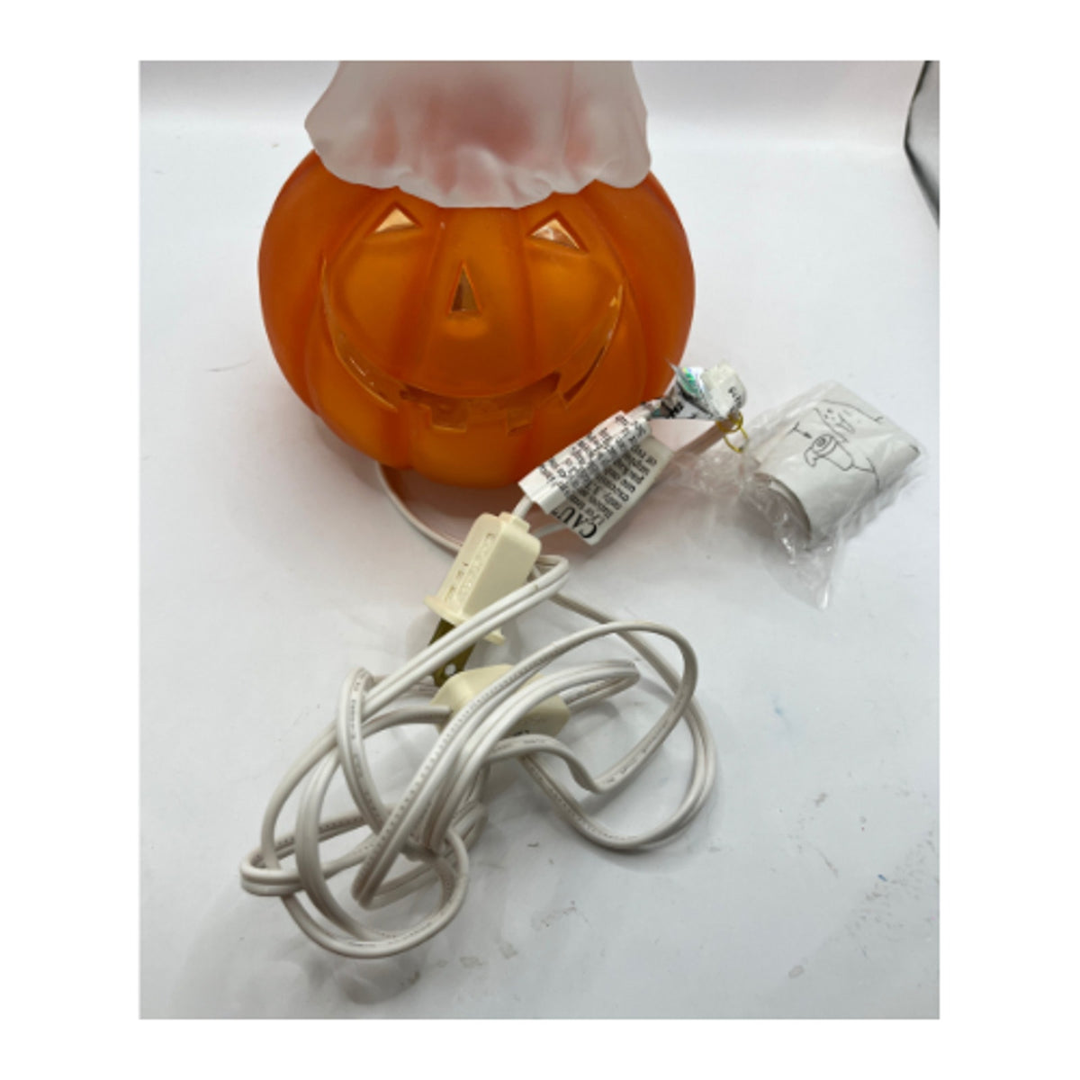 JCPenney Home Collection Lighted Acrylic Halloween Ghost Pumpkin Lamp 12"