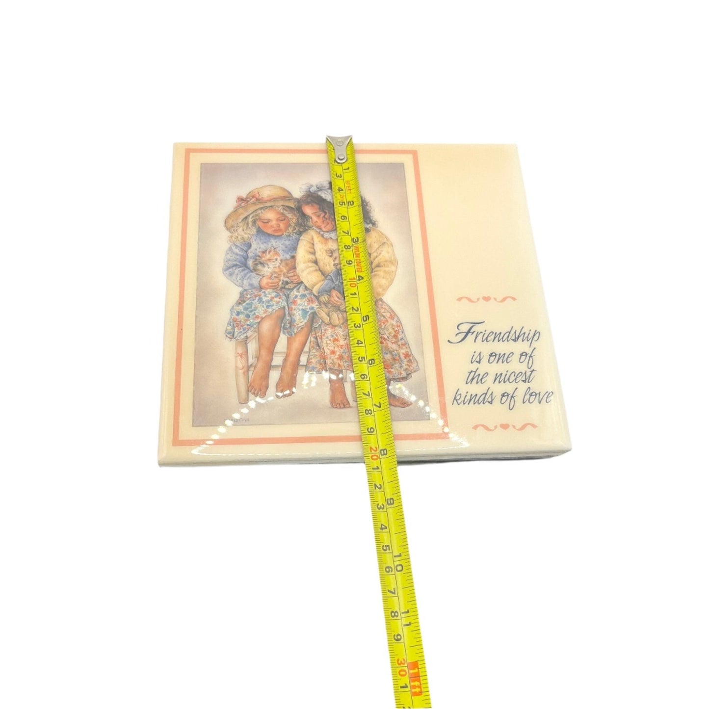 Friendship is one of the  nicest  kinds of Love Easel Tile Art by Christine Haworth 8" by 8"