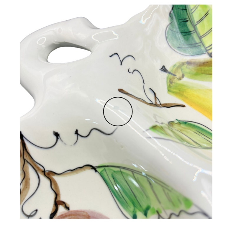 Vintage Italian Ceramic Divided Serving Dish Fruit Motif Hand Painted