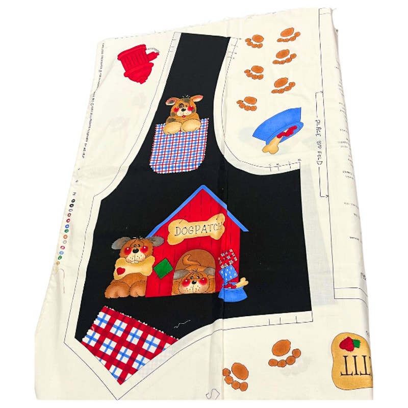 Vintage Bone Appetit Dog Cut and Sew Vest Timeless Treasures Fabric Panel
