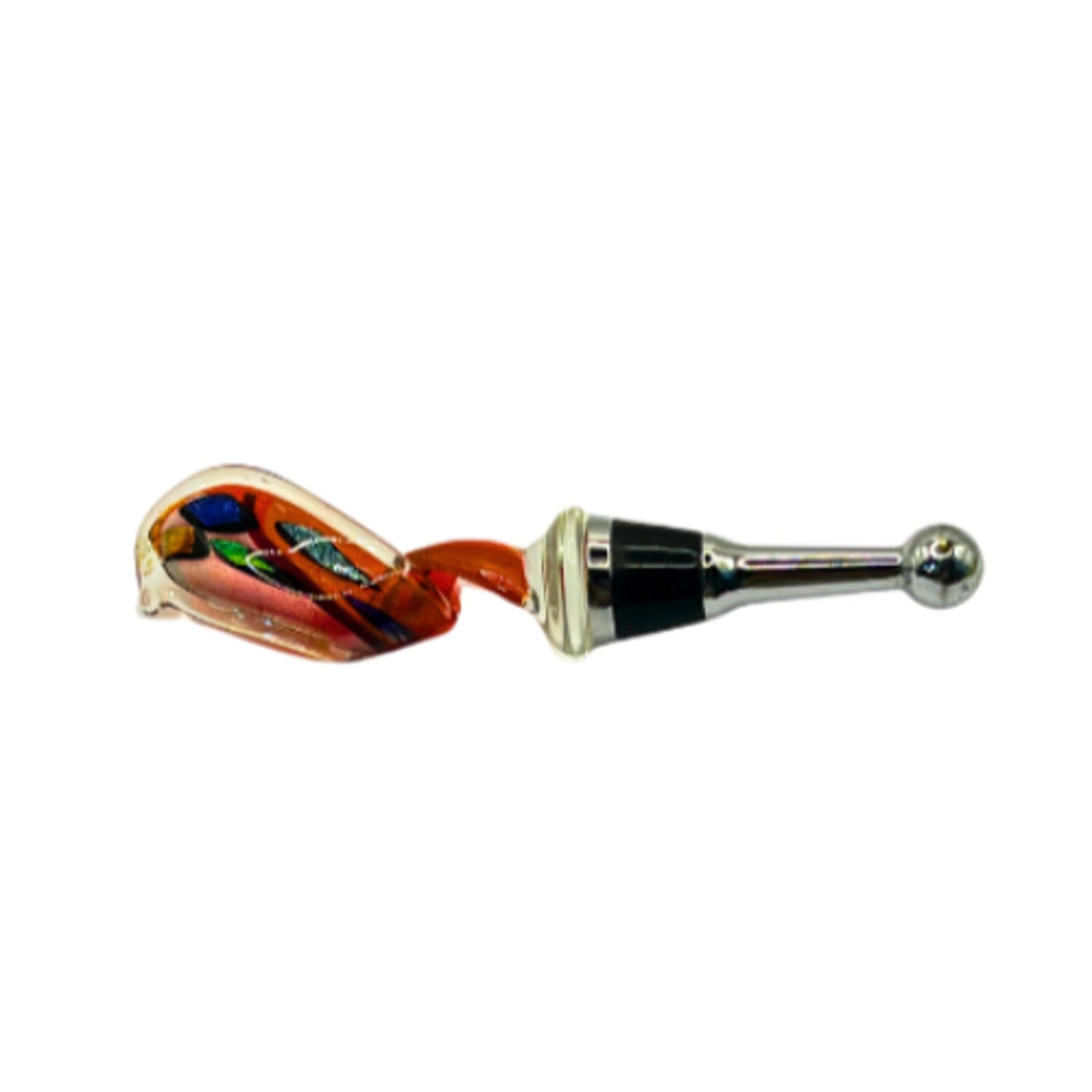 Dichroic Swirl Red Art Glass Wine Stopper Bottle Stopper