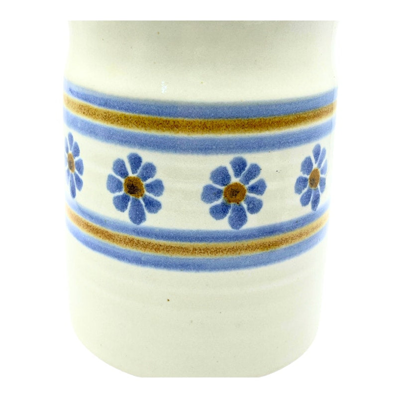 Vintage Williamsburg Pottery Salt Glaze Stoneware Crock Bucket Blue Floral