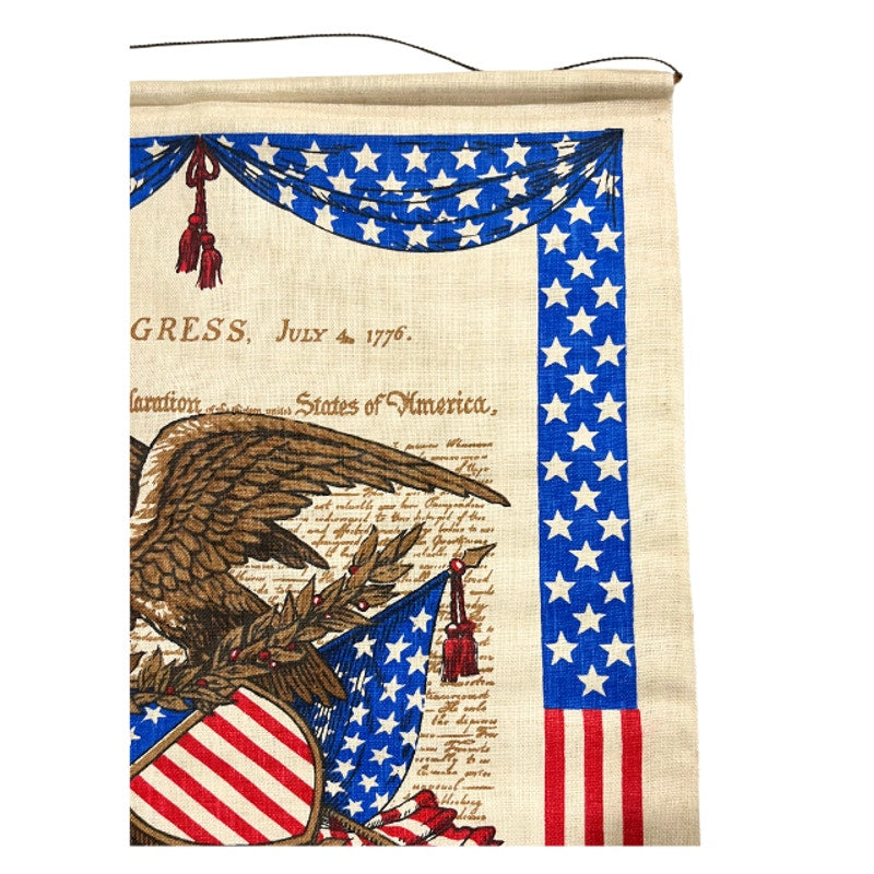 Vintage 1976 Bicentennial Linen Calendar Wall Hanging Tea Towel American Eagle