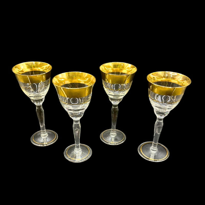 Vintage Avitra Golden 22k Gold Wine Glass Water Goblet Dorothy Thorpe Style