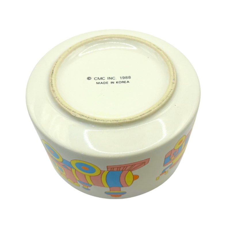 Vintage 1988 CMC Ceramic Baby Cereal Bowl Train Teddy Bear ABC Korea