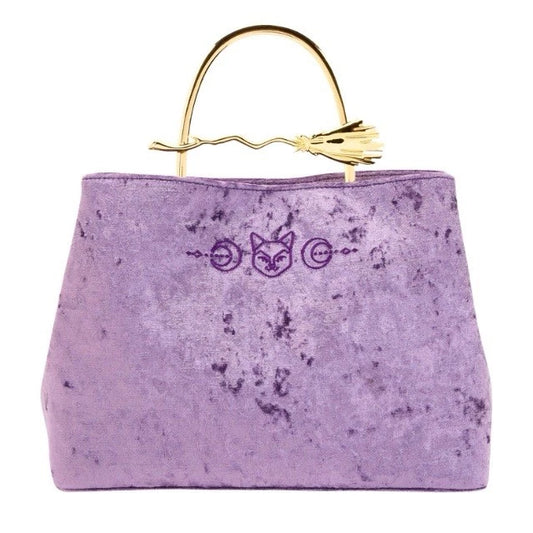 Loungefly Disney Hocus Pocus Purple Velvet Crossbody Broomstick Handle NWTs