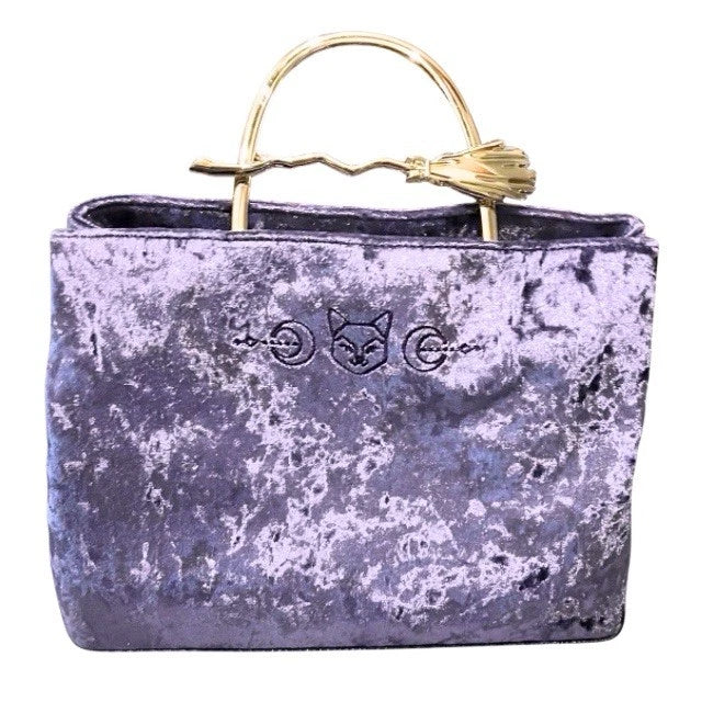 Loungefly Disney Hocus Pocus Purple Velvet Crossbody Broomstick Handle NWTs