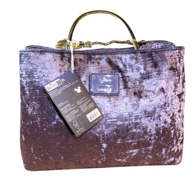 Loungefly Disney Hocus Pocus Purple Velvet Crossbody Broomstick Handle NWTs