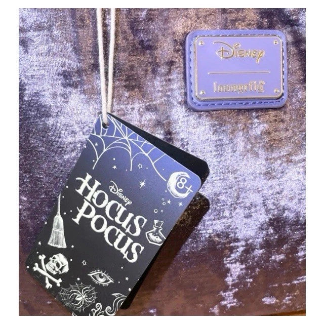 Loungefly Disney Hocus Pocus Purple Velvet Crossbody Broomstick Handle NWTs